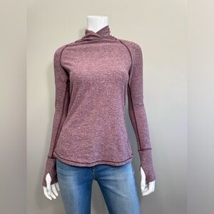 LULULEMON Warm Your Core Peplum Heathered Bordeaux Drama Run Top Pullover